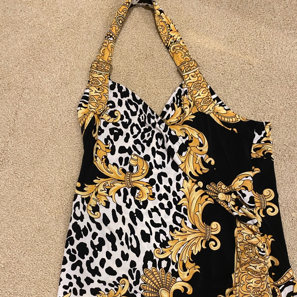 Printed Cache Halter Top